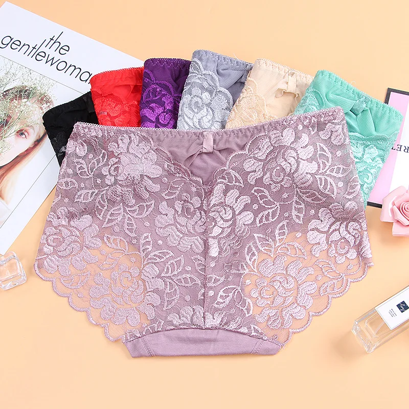 

fashion hollow-out sexy lace underwear women panties raises buttock pure cotton briefs bottom briefs triangle lingerie tanga