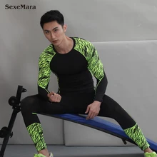 Новая футболка для фитнеса обтягивающая мужская кофта комплекты спортивной одежды Рашгард MMA мужские s джоггеры леггинсы Спортзалы, бодибилдинг SexeMara колготки
