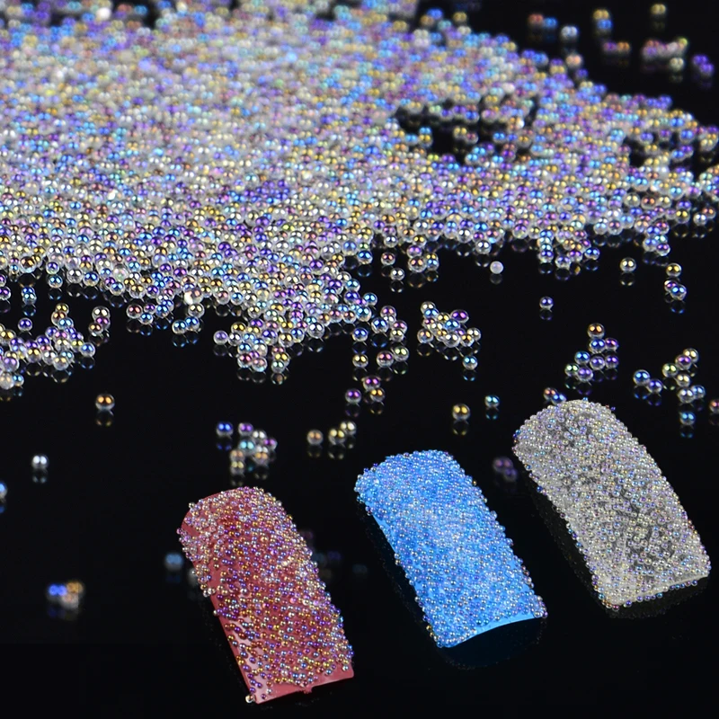 

10g AB Color Clear Caviar Beads Nail Art Decoration Mini Glitter Micro Pearl Mini Beads Manicure Nail Art 3D Decoration With Box