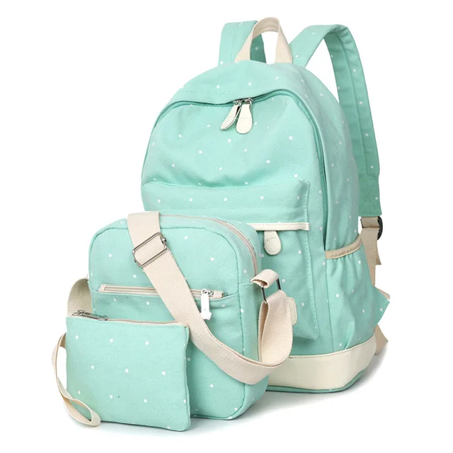 3 шт./компл. Для женщин рюкзак школьные ранцы; принт со звездой; обувь милые рюкзаки с медвежонком для девочек-подростков путешествия рюкзаки Mochila - Цвет: Зеленый