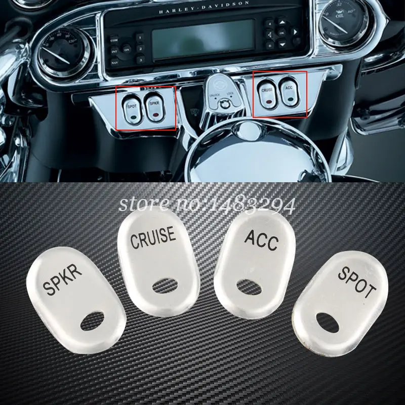 

Chrome Hand Controls Switch Button Housing Caps Kit Brushed Panel Fit For Harley Touring FLHT 1996-2013