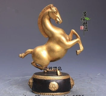 

China Bronze Copper 24K Gold Gild Lucky Animal Zodiac War Horse Tangma Statue