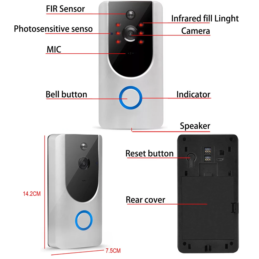 Cdycam wifi IP дверной звонок 720P камера видео дверной звонок ночного видения ИК датчик движения сигнализация безопасности беспроводная камера с батареей