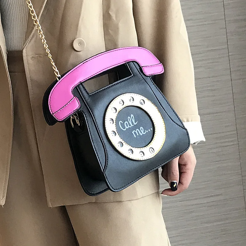 

Telephone Shape Shoulder Bag for Ladies Lovely Cute Little Girl Fashion Cross Body Designer Bags Personality Cartoon Bag