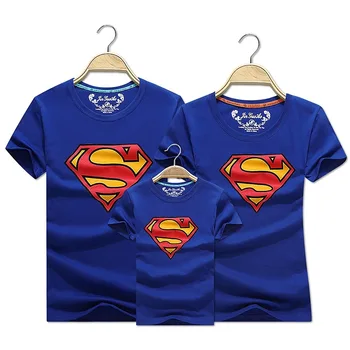 

Super Man Mother Father Son Daughter T-shirts Cotton Quality Family Matching Clothes Couple Lover Tops Tees
