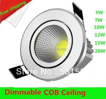 

10pcs Dimmable Led downlight COB 5W 7W 9W 12W LED Spot light ceiling lamp AC110V 220V 230V warm white/Nature white/cool white