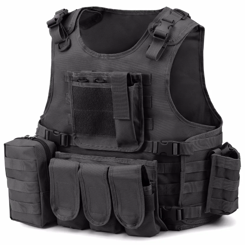 

Barbarians Tactical MOLLE Military Airsoft Paintball Vest Modular Adjustable Vest Multiple Pouches Plate Carrier