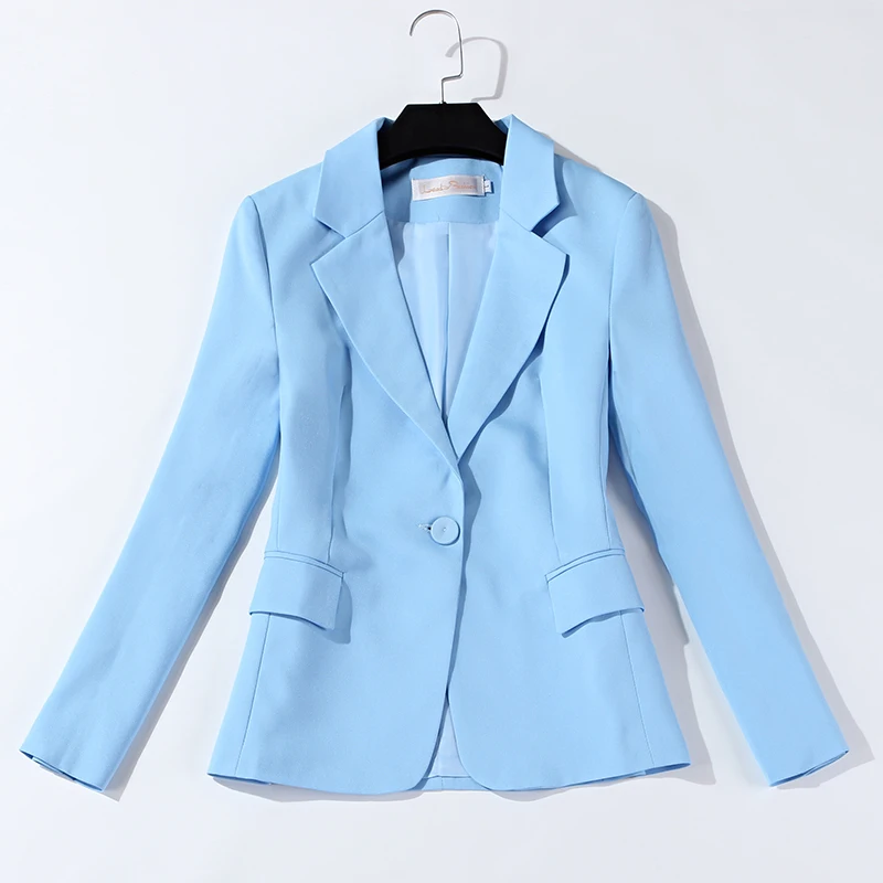 Women's suits 2019 autumn new fashion professional Slim long-sleeved light blue small suit jacket casual nine pants