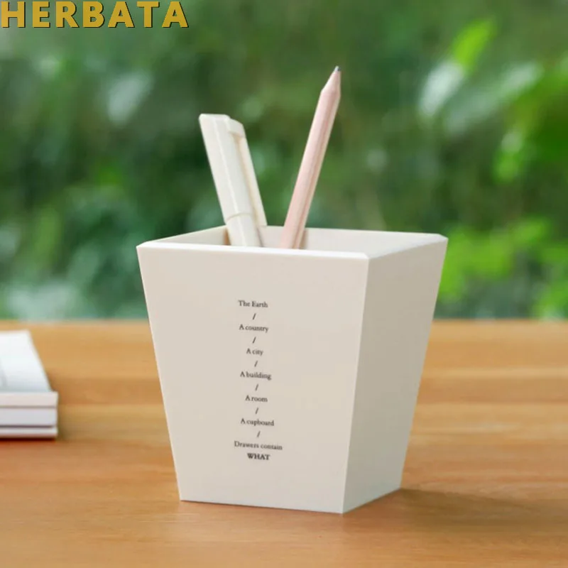

Simple pure color Multifunction Pen container plastic square pen holder Office school stationery support kawaii desk organizer