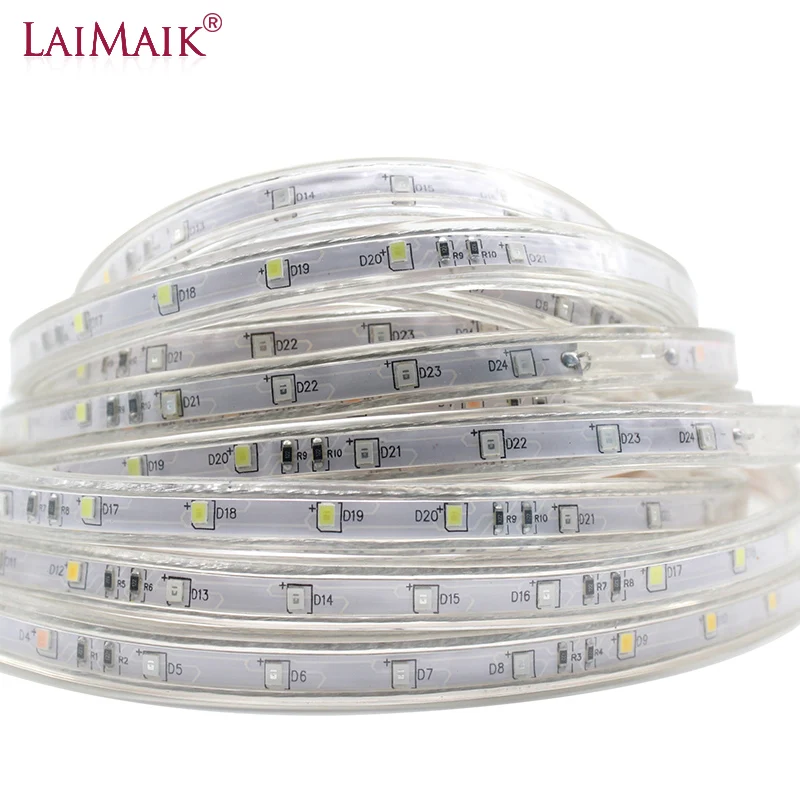 LAIMAIK Светодиодная лента AC220V SMD2835 цветная с контроллером разноцветная IP67