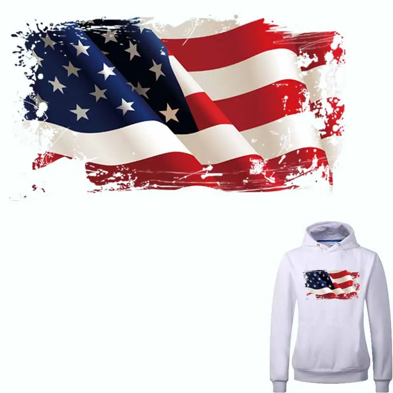 

Two Size In Stock American Flag Patches A-level Washable Heat Transfer Iron On Patches DIY Accessory Decoration Print On Clothes