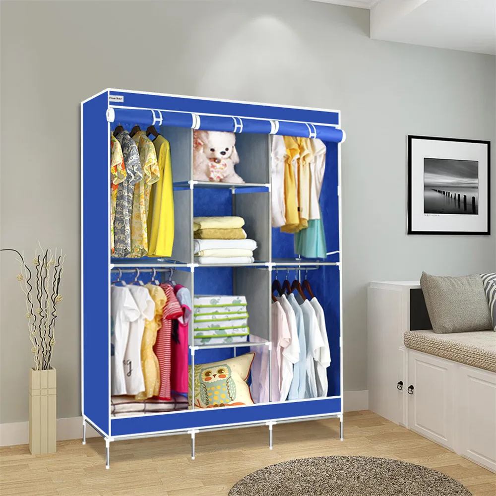 Finether  Portable Closet Storage Organizer Fabric Wardrobe Canvas Wardrobe Storage Home Furniture Organizer for cosmetics 04