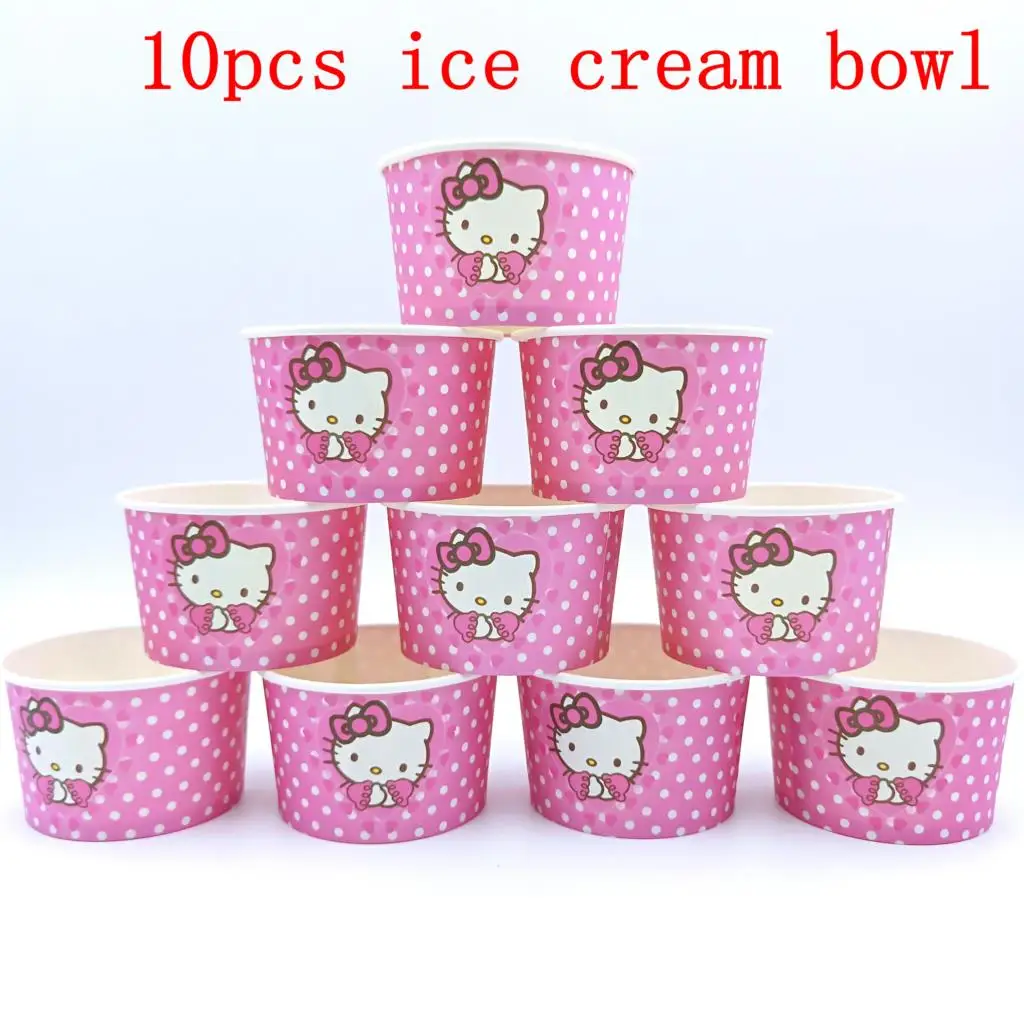 

10pcs/lot Hello Kitty theme ice cream cups baby shower party supplies Hello kitty ice cream bowl kids birthday party decoration