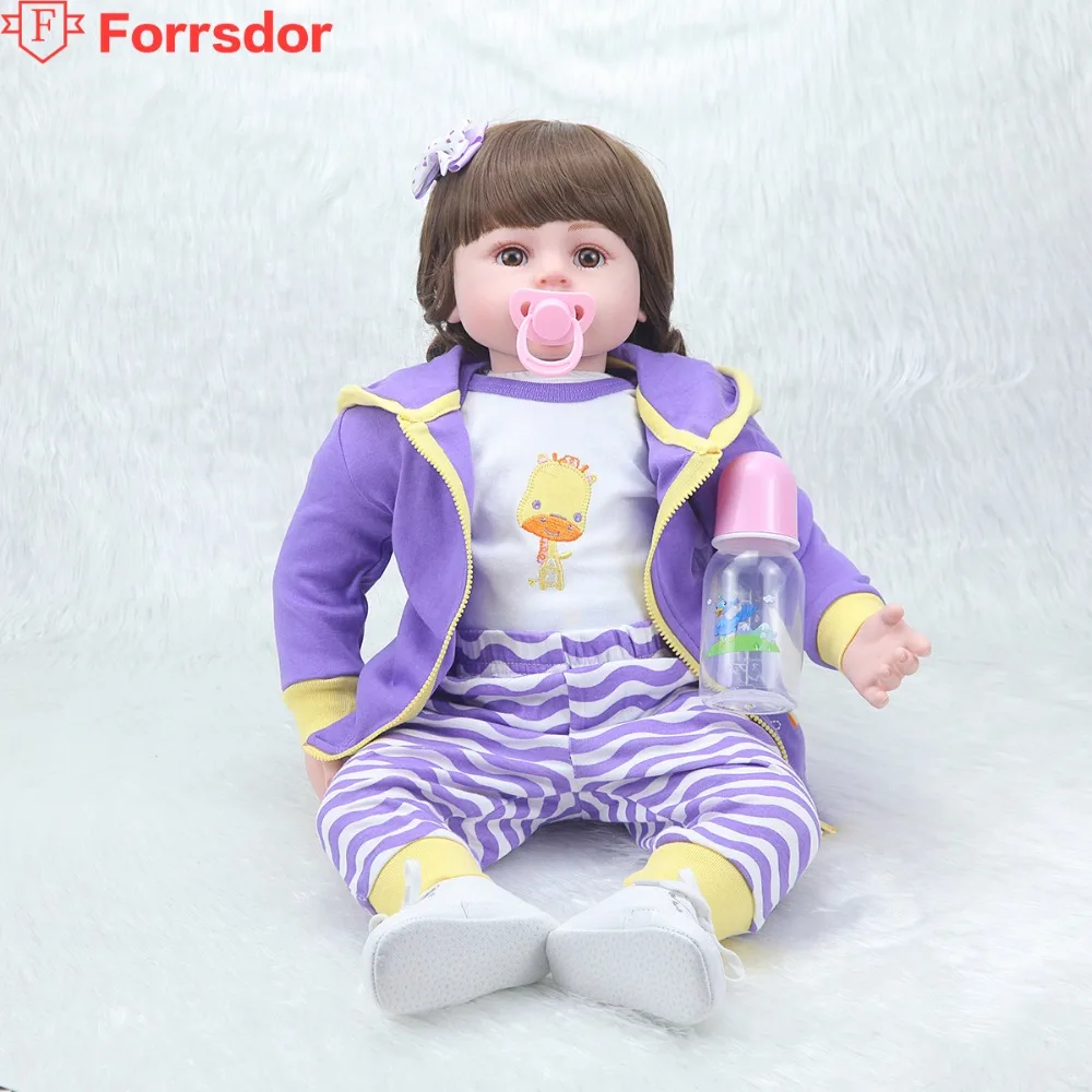 

forrsdor 58cmHot-selling purple sports suit lifelike silicone doll bebe reborn corpo de silicone inteiro realista,birthday gifts