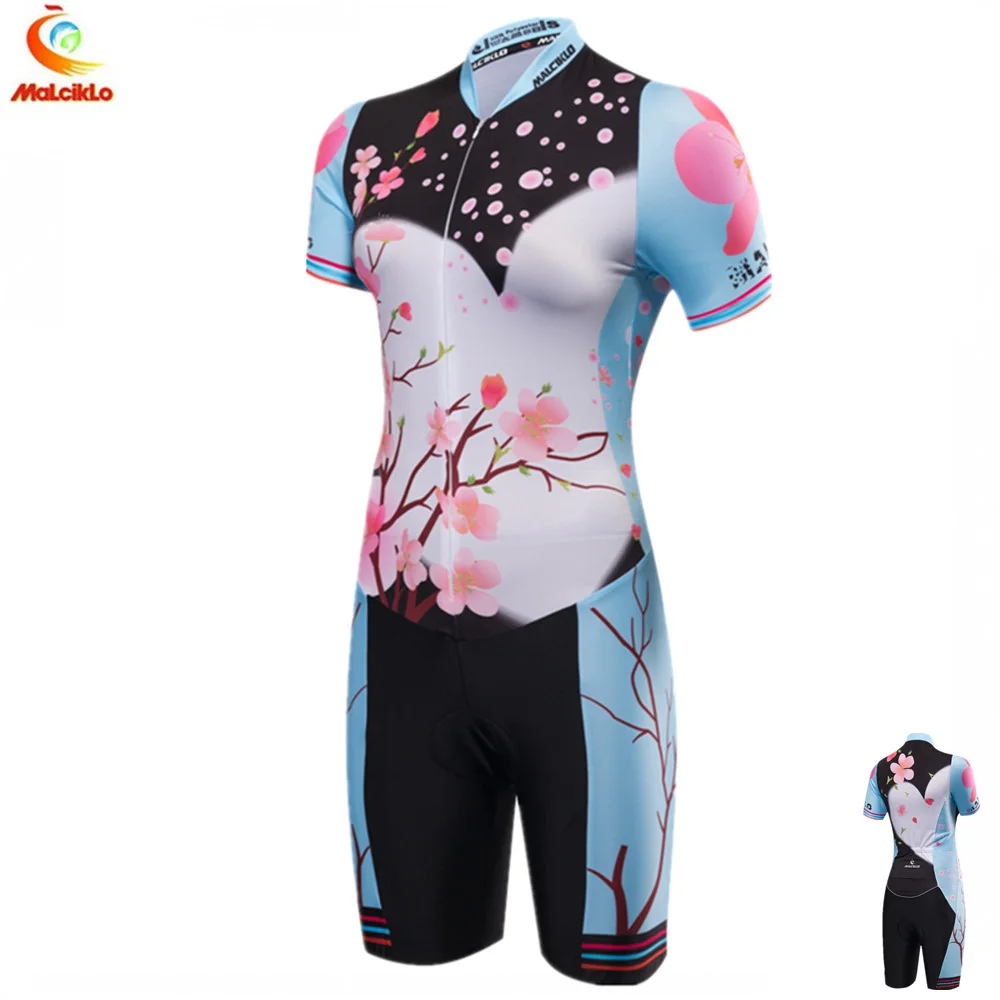 Woman Cycling Jerseys Flower Triathlon Suit Bike Clothes Luminous V