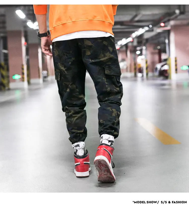 Летние камуфляжные повседневные брюки карго мужские карманы плюс размер панк военный комбинезон хип-хоп джоггеры камуфляж тренировочные