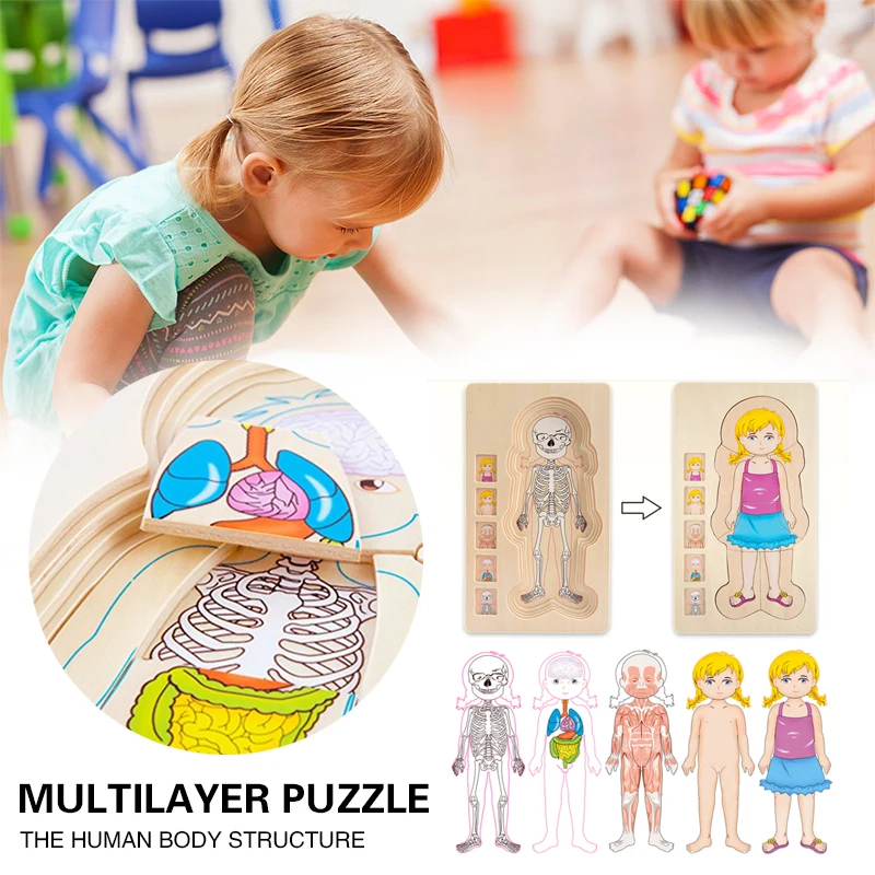 Puzzle игрушки деревянные развивающие 3d puzzle раннее образование Multi Слои головоломка