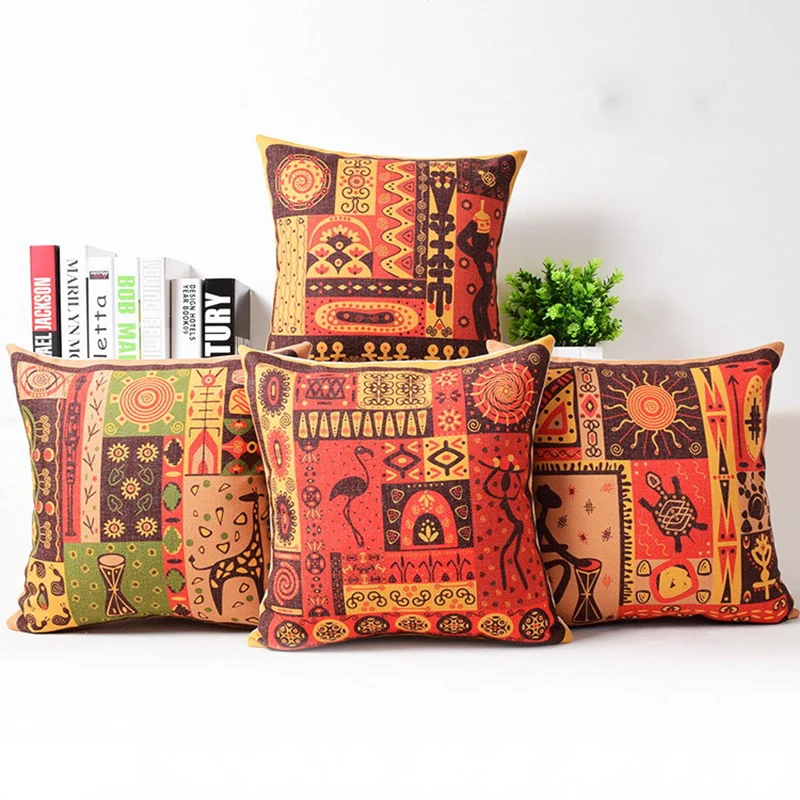 

Linen Cotton Pillow Egypt Vintage Cushion make up home Decorative sofa pillow car seat cushions 45X45CM