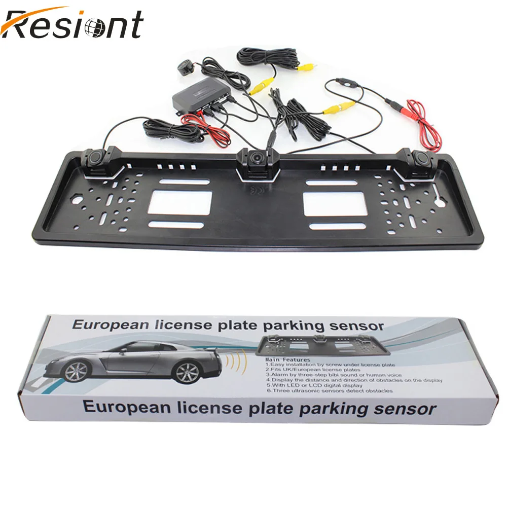 Car LED reversing radar parking sensor system with 3 ultrasonic sensors on the frame of EU plate | Автомобили и мотоциклы
