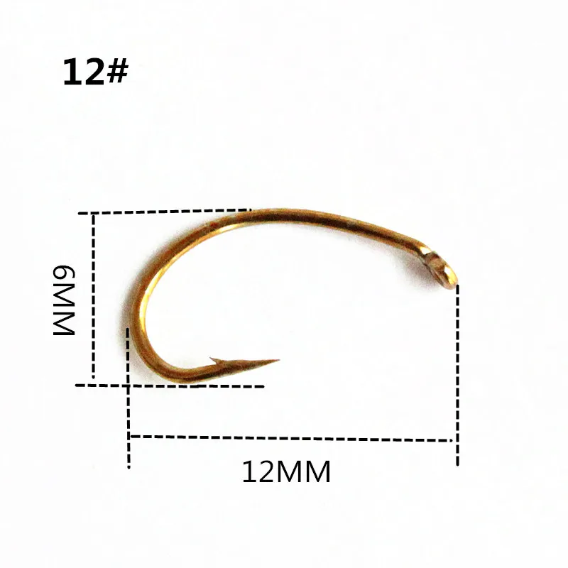 KKWEZVA 100 шт. Размер#8#12 золотистые крючки несколько цветов рыболовные крючки в виде мухи для ловли форели Scud креветки Scud Cezch Нахлыстовые крючки - Цвет: 1 box