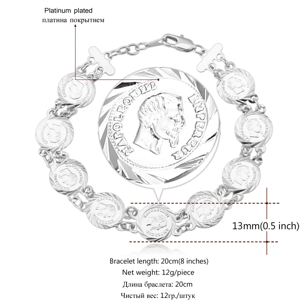 U7 Франция Монета Наполеон Браслет Для Мужчин/ Женщин Ювелирные Изделия Оптом Позолоченные Цепи Браслеты H355