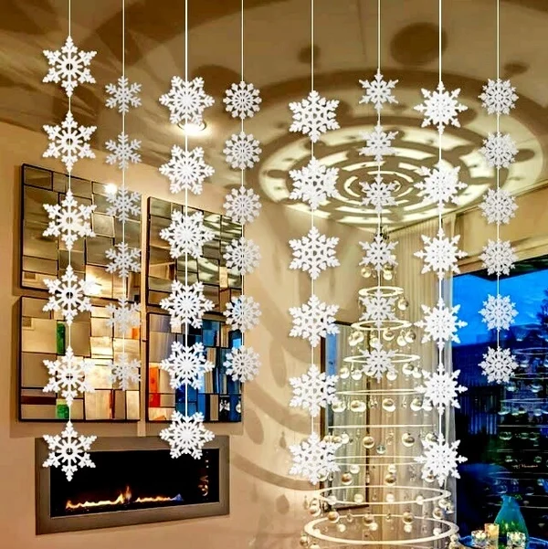 Набор 8 романтических серебряных/золотых подвесных украшений в виде снежинок для рождества, дома, вечерние, свадебные украшения