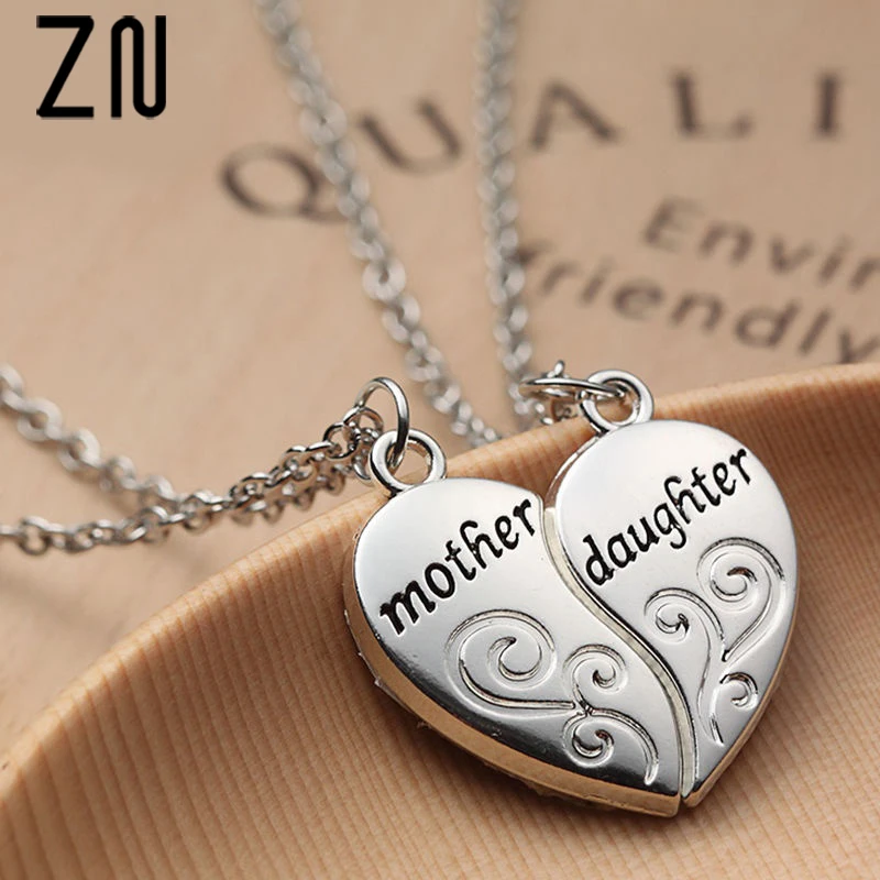 ZN Popular Mother and Daughter Heart necklace women Love ...