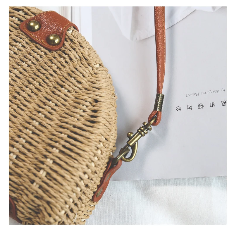 Soomile соломы один сумка женская наклонной мешок леди Винтаж Crossbody ручной Kintted Сумки
