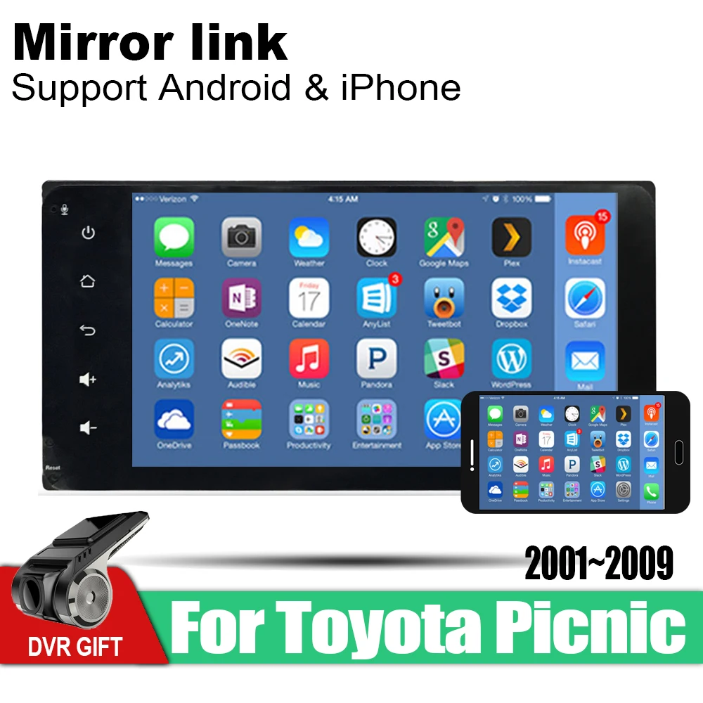 Flash Deal ZaiXi Android Car GPS Multimedia Player For Toyota Picnic 2001~2009 car Navigation radio Video Audio Car Player WiFi Bluetooth 5