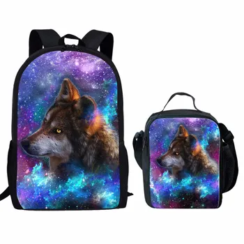 

pcs/set Wolf Print School Backpack for Teenager boys Children Bookbag for Primary Student Lightweight School Bag