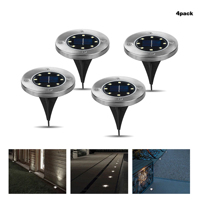 

4pcs 8-LED Buried Solar Power Light Under Ground Lamp Outdoor Path Way Garden Lamp Led Night Light