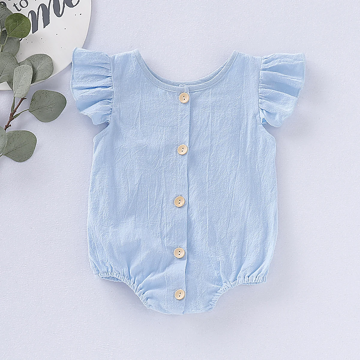 

Pudcoco Newborn Baby Girl Clothes Solid Color Fly Sleeve Ruffle Cotton Romper Jumpsuit One-Piece Outfit Sunsuit