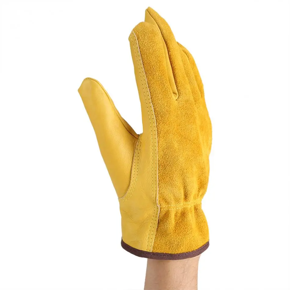 Горячая! 1 пара 2 слоя кожаные перчатки рабочие перчатки садовые рабочие перчатки садоводство