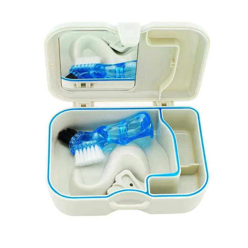 

BellyLady Travel Denture Box Case Dental False Teeth Rinsing Drying Compact Leak-proof Storage Container for Teeth Brush