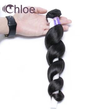 

Chloe Hair Products Peruvian Remy Hair Loose Wave 100% Human Hair Weave Bundles Natural Black Color Shipping Free