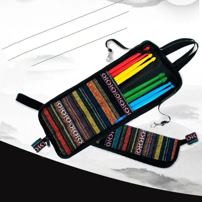 

Drum Stick Bag Waterproof Cotton Drumsticks Case Holder with 4pairs Nylon Drum Sticks Percussion Instruments Parts Accessories