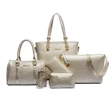Taohongshi fashion Solid big women leather handbag Quilted 6 sets composite bag messenger shoulder tote Free shipping