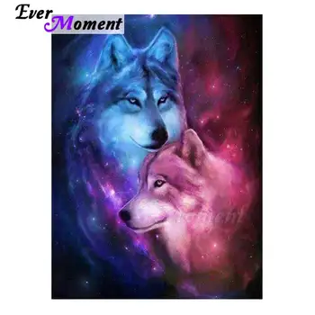 

Ever Moment Diamond Painting Blue and Pink Wolf Lovers 5D DIY Mosaic Full Square Drill Diamond Embroidery Handmade Decor 3F454