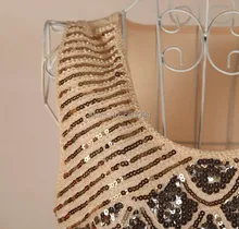 Europe new bling-bling dress evening  fashion women's shinning sequin women dresses for party apricot BY88565