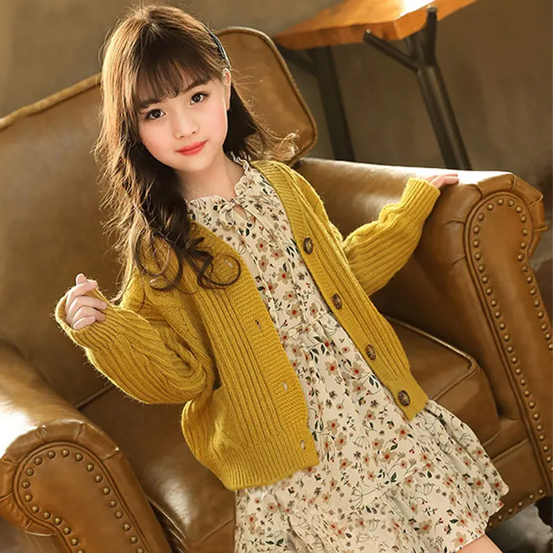 INS hot Baby Girls knit cardigan 3-11 years old kids sweater Single-breasted vertical striped crossover cardigan fashion