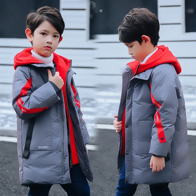 

-35 Degree Russia Boys Cold Winter White Duck Down Jacket Thicken Hooded Warm Coats Kids Boys Padded Winter Warm Outwear 5-14Y