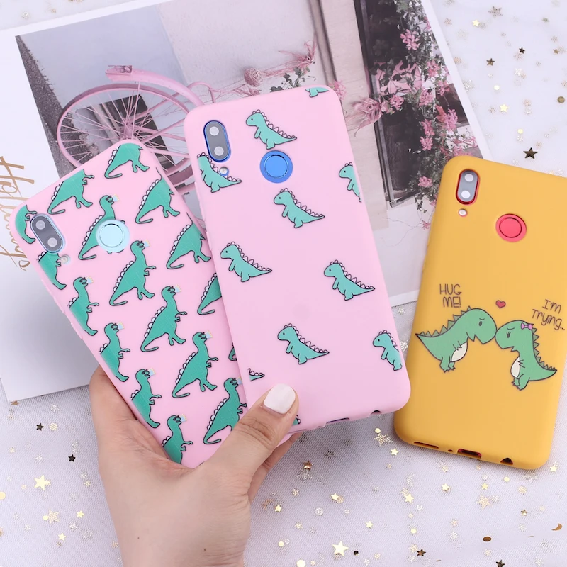 Силиконовый чехол для телефона Huawei Honor Mate 10 20 Nova P20 P30 P Smart Cute Baby Dinosaur Hug|Бамперы| |