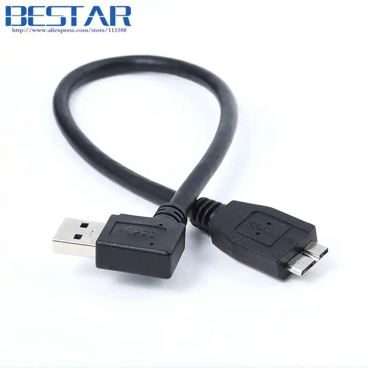 200 шт./лот 90 градусов прямоугольный Micro B USB 3 0 кабель 30 см 1 фут для WD Passport Seagate Backup