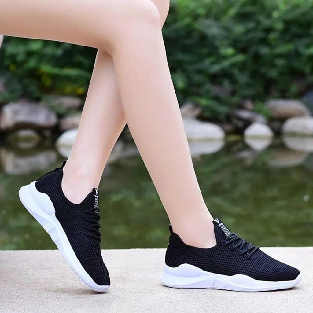 Уличная женская обувь для бега, легкая дышащая сетка, кроссовки на шнуровке, спортивная обувь, нескользящая амортизация, Повседневная прогулочная обувь
