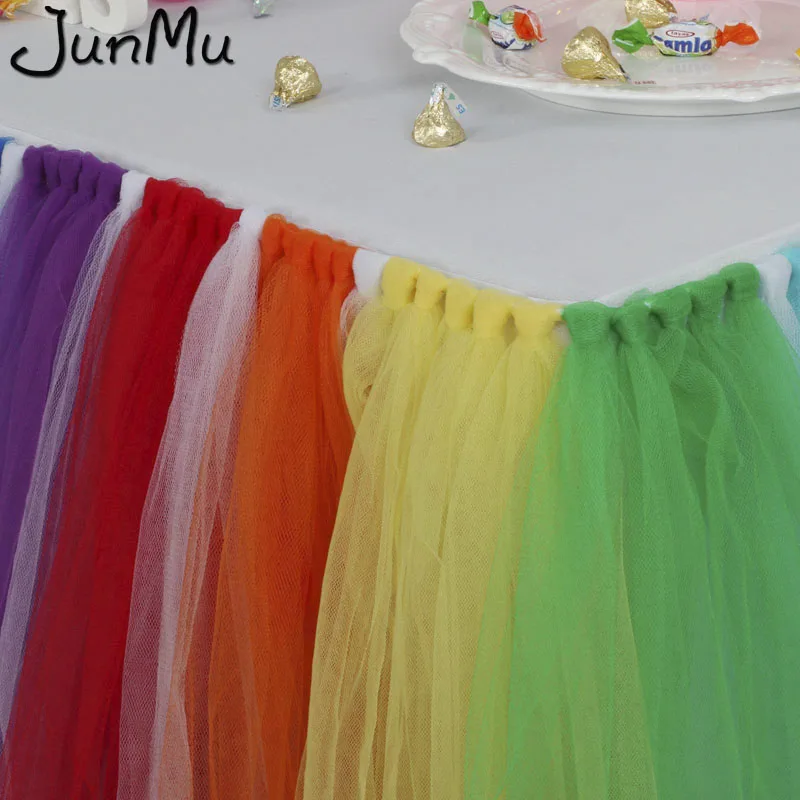  100cm x 80cm Rainbow Tulle Tutu Table Skirt Custom Wonderland Tulle Table Skirting Wedding Birthday