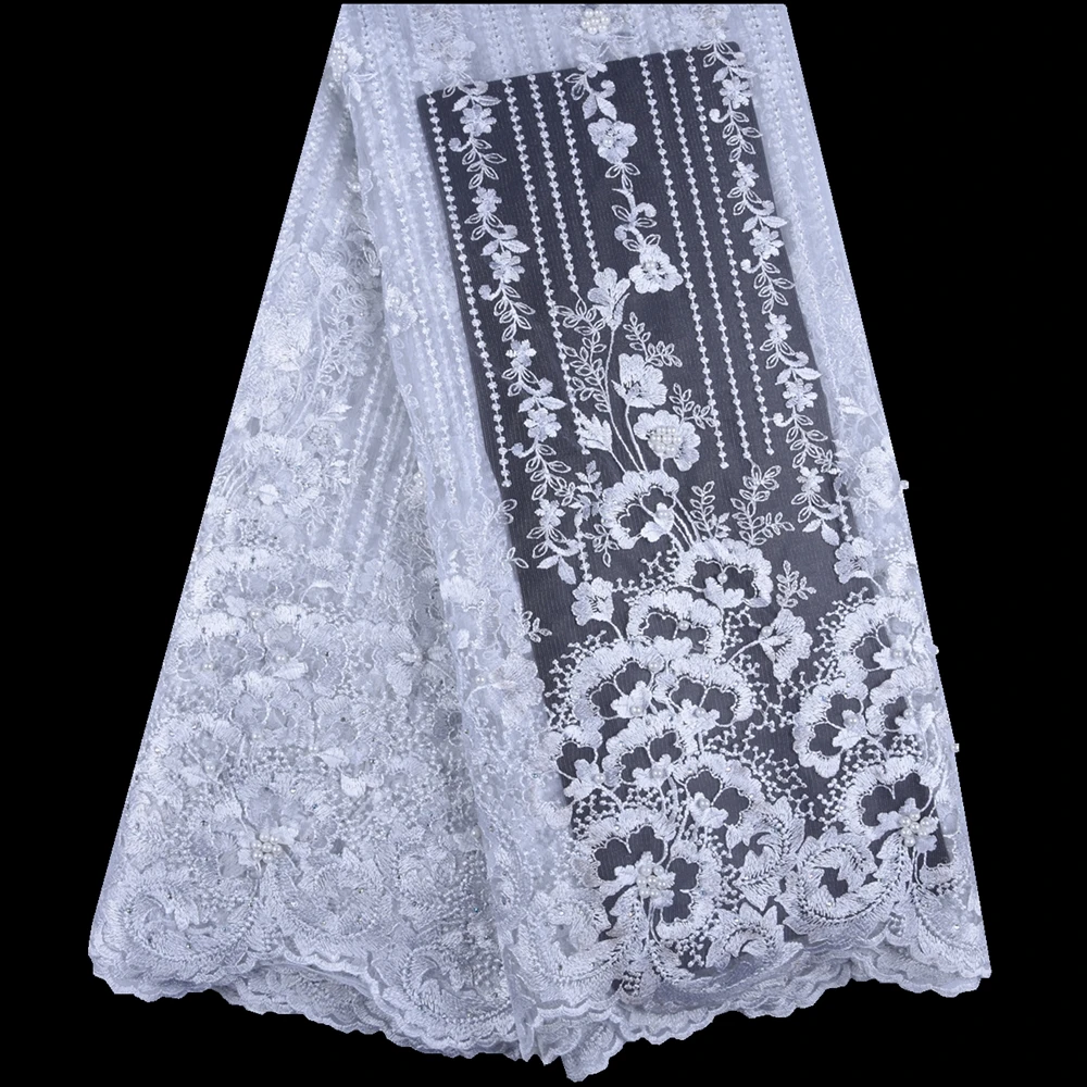 

2019 French Tulle Lace Fabric Embroidered Nigerian Laces Fabric Bridal High Quality African Net Lace Fabric For Wedding A1045