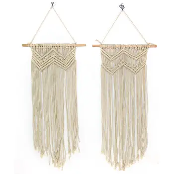 

Bohemian Macrame Handmade Wall Hanging Tapestry Knitting Cotton Rope Tapisserie Banner Tassel Craft Home Decor Textiles