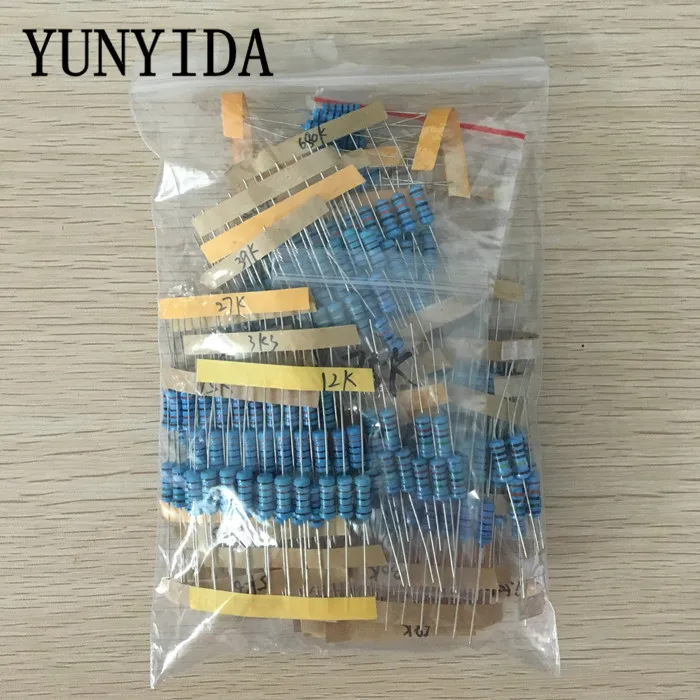Total 300pcs 1% 1W Metal Film Resistor Assorted Kit 30Values*10pcs=300pcs (1K Ohm ~1M Ohm)