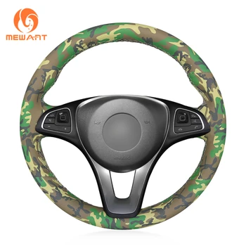 

MEWANT Camouflage Artificial Leather Hand Sew Fashion Style Car Steering Wheel Cover for Mercedes Benz C180 C200 C260 C300 B200