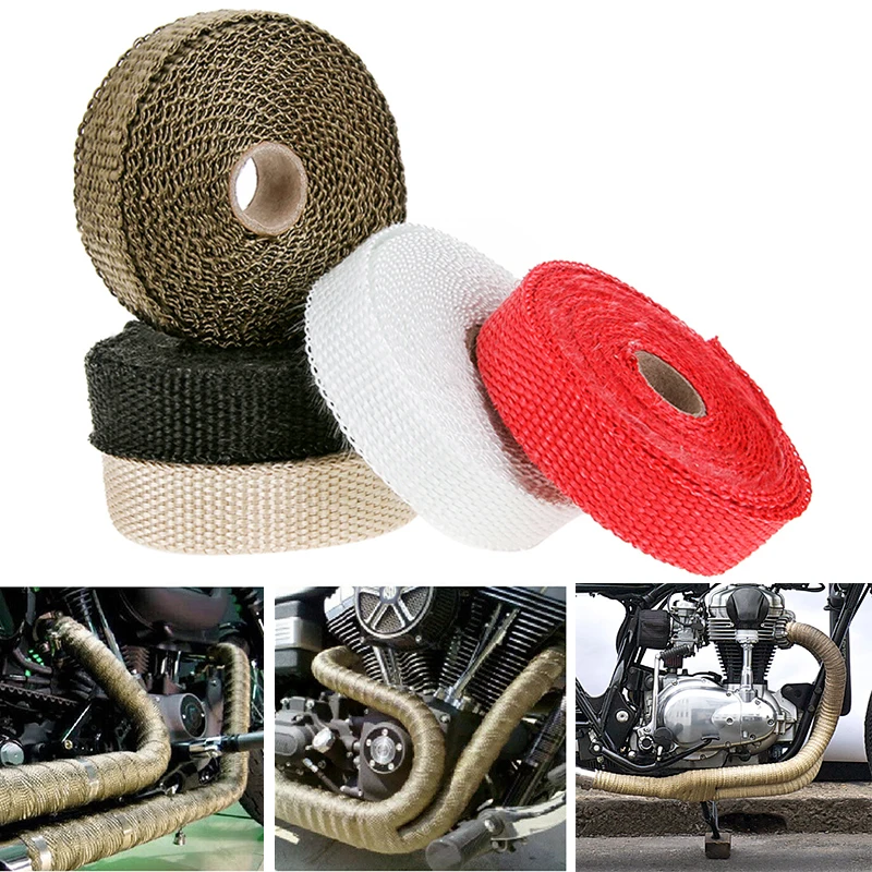 

5x2.5cm Car Motorcycle Incombustible Turbo Manifold Heat Exhaust Motorcycle Thermal Wrap Tape & 5pcs Stainless Ties Z2